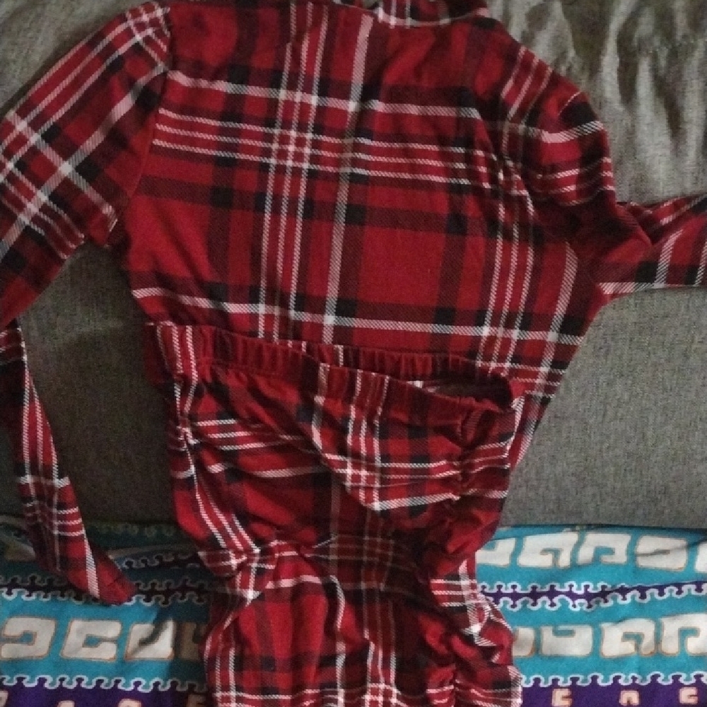 Red Plaid Long Sleeve Dress